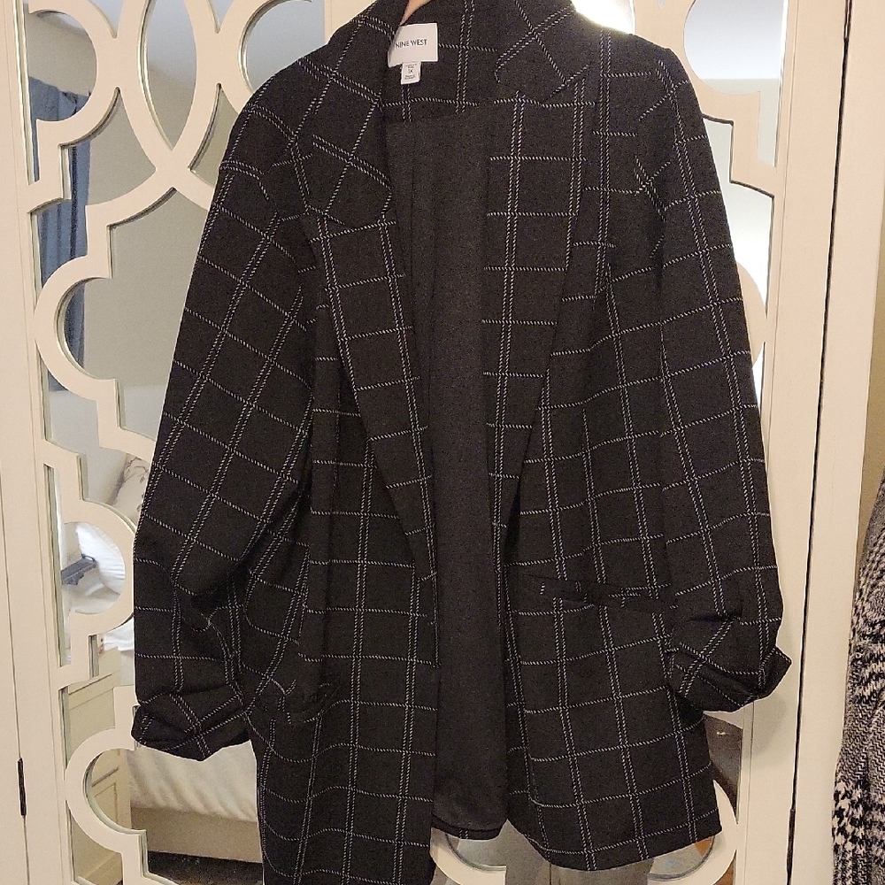 Nine West Black Checkered Blazer